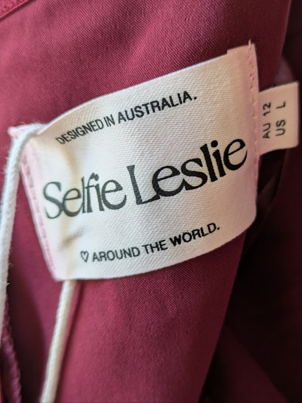 NWT Selfie Leslie Women's Burgundy Satin Plunge Maxi Dress - Size L - Picture 8 of 10